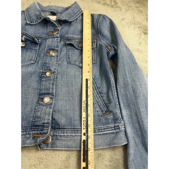 J.Crew Jean Jacket Womens Small Blue Denim Stretch Button Front Casual Layer Y2K - Picture 6 of 8